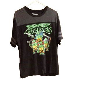 TMNT teenage mutant ninja T Shirt mens 2XL black & Grey striped sleeve